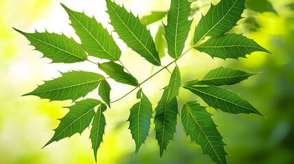 Wall Mural - Illustration of fresh neem leaves