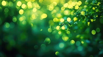 Abstract green bokeh blur background in vibrant hues