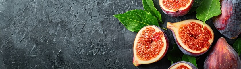 Wall Mural - A close up of a bunch of purple plums with green leaves