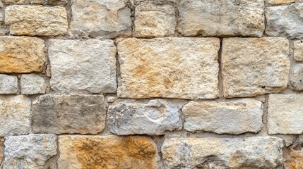 Aged stone wall featuring natural tan and grey limestone creating a beautifully weathered backdrop ideal for travel themes related to ancient ruins