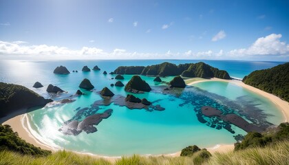 Wall Mural - Stunning Aerial Perspective of New Zealands Scenic Coastline