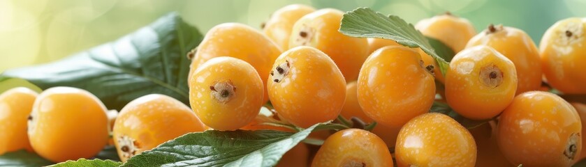 Wall Mural - A bunch of oranges are sitting on a leaf