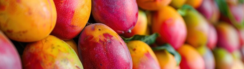 Wall Mural - A bunch of mangoes are piled up in a row