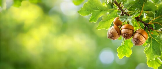 Canvas Print -  A tight shot of a tree branch laden with nuts amidst its leafy foliage