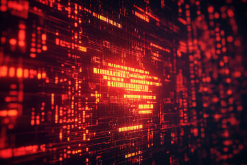 Cyber attack warning concept with red digital data