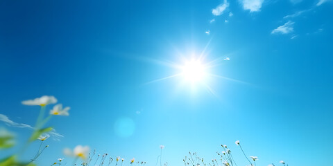 Poster - A bright fresh sunny spring, summer blue sky background