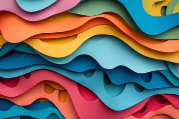 Wall Mural - vibrant abstract paper art with intricate cut-outs
