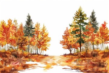 Canvas Print - Autumn forest autumn landscape outdoors.