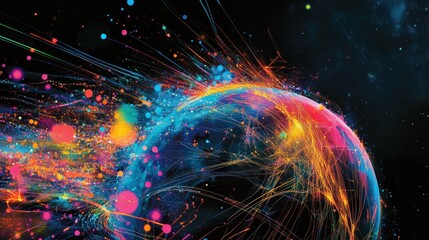 Wall Mural - a vibrant, abstract representation of energy and motion in a cosmic setting.