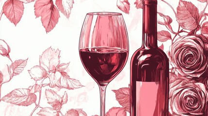 graphic rose and wine concept