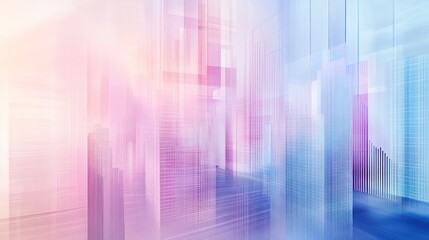 Poster - Abstract representation of a futuristic cityscape with soft colors and blurred lines.