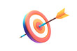 © maxin - A 3D rendered illustration of an arrow hitting the bullseye of a colorful target, symbolizing success and achievement.