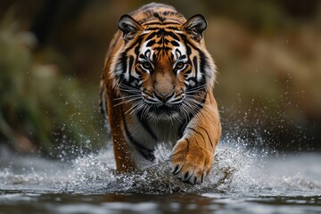 Poster - Tiger Walking Through Water