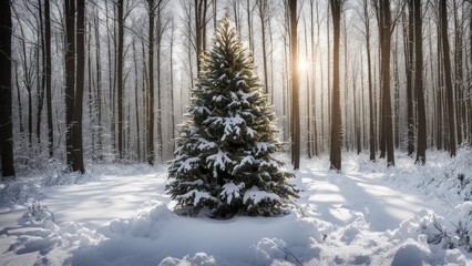 Canvas Print - winter forest in the snow