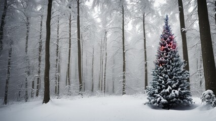 Wall Mural - christmas tree in snow