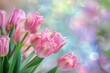 © shobakhul - A bouquet of pink tulips with a pink background, generative ai image
