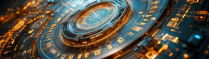 Futuristic technology interface with glowing elements and intricate details, ideal for showcasing innovation and modern design.