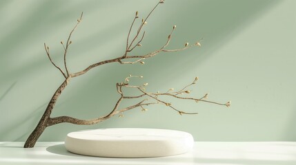 Wall Mural - A white pedestal with a tree on top of it