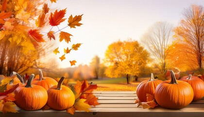 autumn leaves and pumpkins