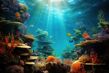 Wall Mural - Underwater kingdom aquarium outdoors nature.