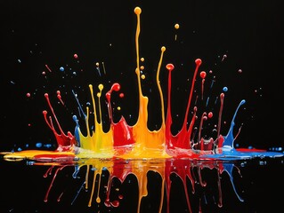 Poster - Colorful Paint Splash on Black Background