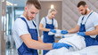© Luluraschi - professional cleaners working as a team to deep-clean a luxury hotel suite, highlighting their attention to detail and teamwork