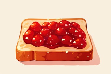 Wall Mural - Toast with Jam Illustration on Neutral Background