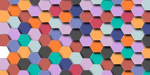 Wall Mural - Abstract 3d hexagonal background with shadow. 3d hexagonal structure futuristic multi background and embossed hexagon abstract with hexagon background. Luxury multi pattern with hexagons. 