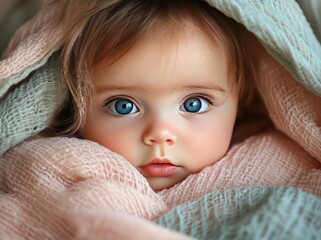 A cute baby with blue eyes