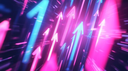 Fototapete - Futuristic arrow pointing upward symbolizing business investment growth, development, and dynamic success, depicted against an analytical background. Generated by AI.