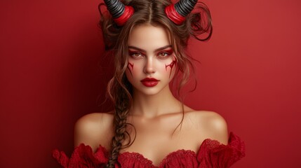 Gothic Demoness Fantasy Portraits: Dark, Mysterious, and Seductive Beauty in Red