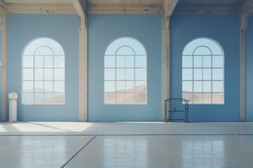 Canvas Print - Inside gym empty architecture flooring window.