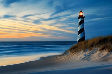 Wall Mural - Lighthouse Light House. Cape Hatteras Lighthouse Lighting Up the North Carolina Coast