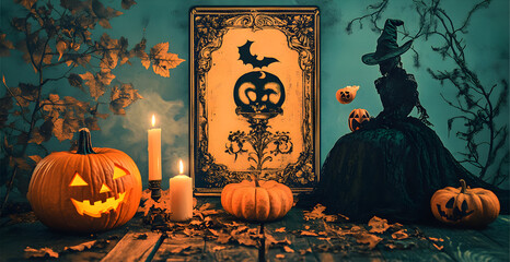 Wall Mural - Collection of vintage background halloween