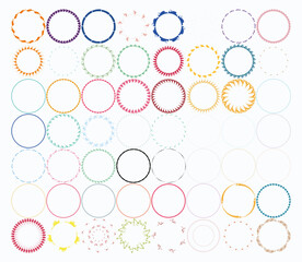 Wall Mural - textured, doodle  circle frame colorful vector set