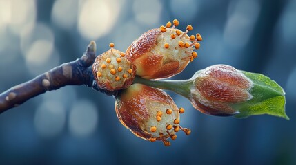 Canvas Print - Close-up of a Budding Branch with Delicate Flowers