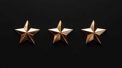 Poster - Three golden stars are positioned in a straight line against a black background, creating a striking contrast. The stars symbolize success and are often associated with awards and recognition.