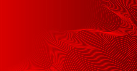Red Wave Lines Pattern  Background. Technology Banner. Vector Illustration. Abstract Business Wallpaper