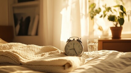 Sticker - Cozy Morning Bedroom Retreat with Alarm Clock and Decor