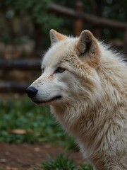 Wall Mural - Close-up of arctic wolves in a petting park.