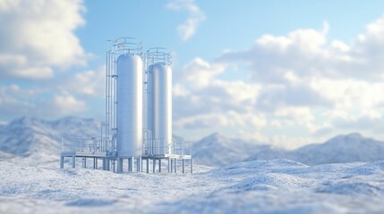 Wall Mural - Geothermal Equipment Design, specialized equipment used in geothermal energy systems, showcasing innovative designs, set against a geothermal site background, 3D illustration.