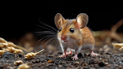 Sticker - Close-Up Portrait of a Cute Mouse in a Field