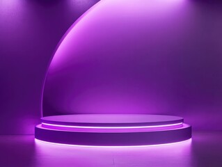 Futuristic background with podium for product demonstration in Purple Pantone color of 2025