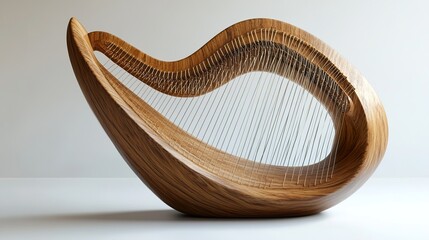 Wall Mural - Modern Wooden Harp: A Unique and Elegant Musical Instrument