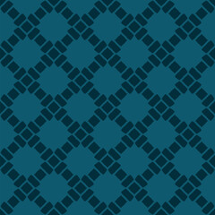 Wall Mural - Abstract floral geometric seamless pattern. Simple vector ornament in dark teal green color. Retro style background texture with floral silhouettes, grid, lattice, mesh. Subtle repeated geo design