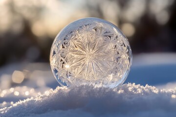 Sticker - Frozen Bubble in a Snowy Landscape