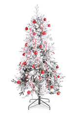 Wall Mural - Beautiful decorated Christmas tree on white background