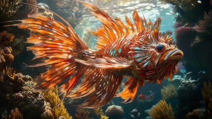 Wall Mural - Stunning Close-Up of a Tropical Fish in a Coral Reef