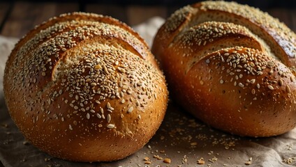 Freshly baked sesame bread.