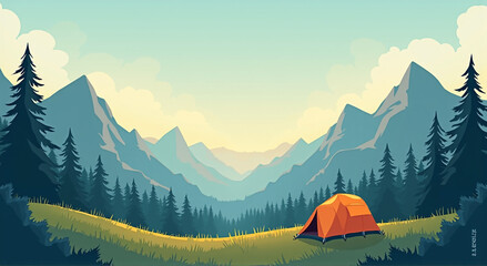 Poster - camping in the mountains